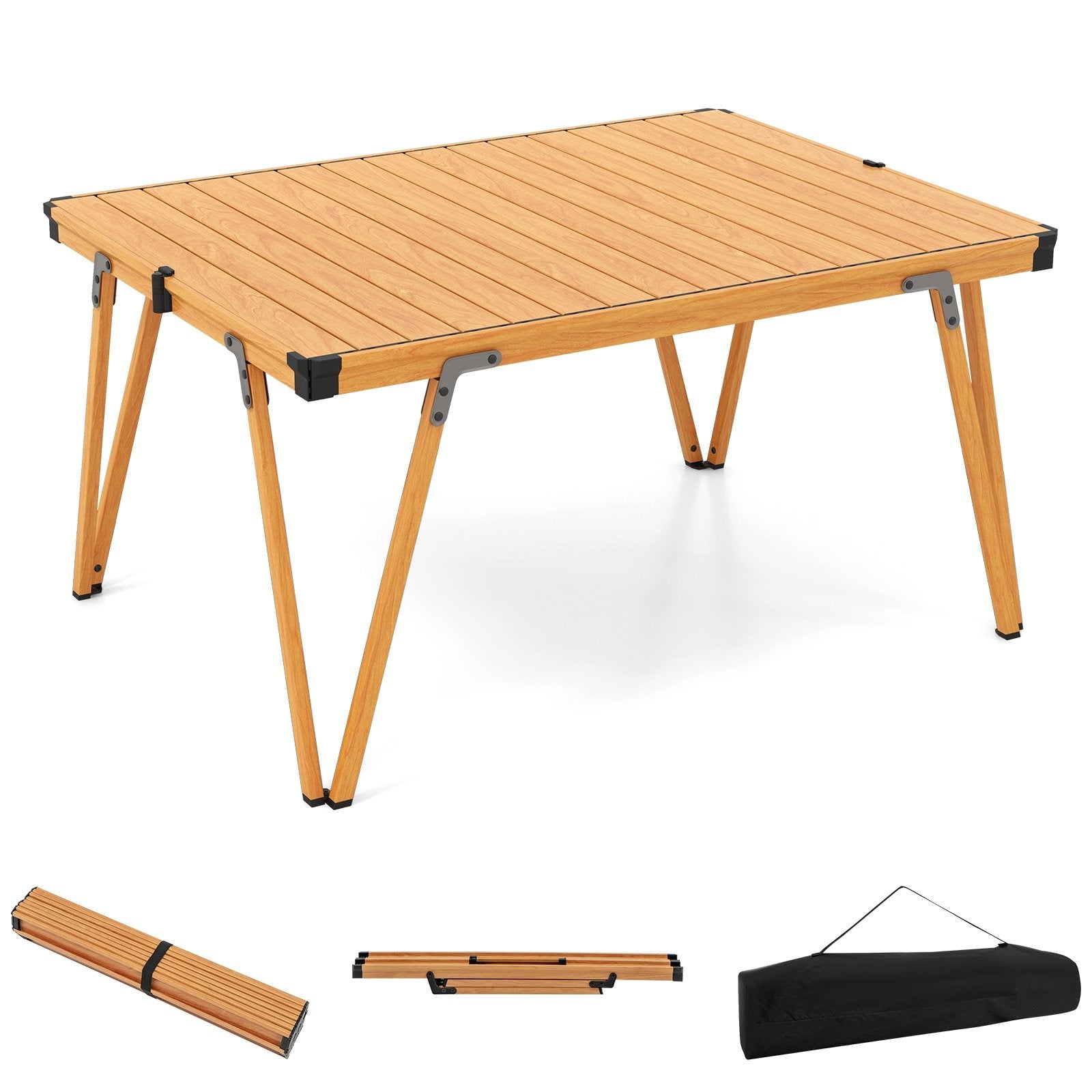 Folding Camping Table Picnic Table with Storage Bag and Waterproof Desktop, Brown Picnic Tables Brown  at Gallery Canada