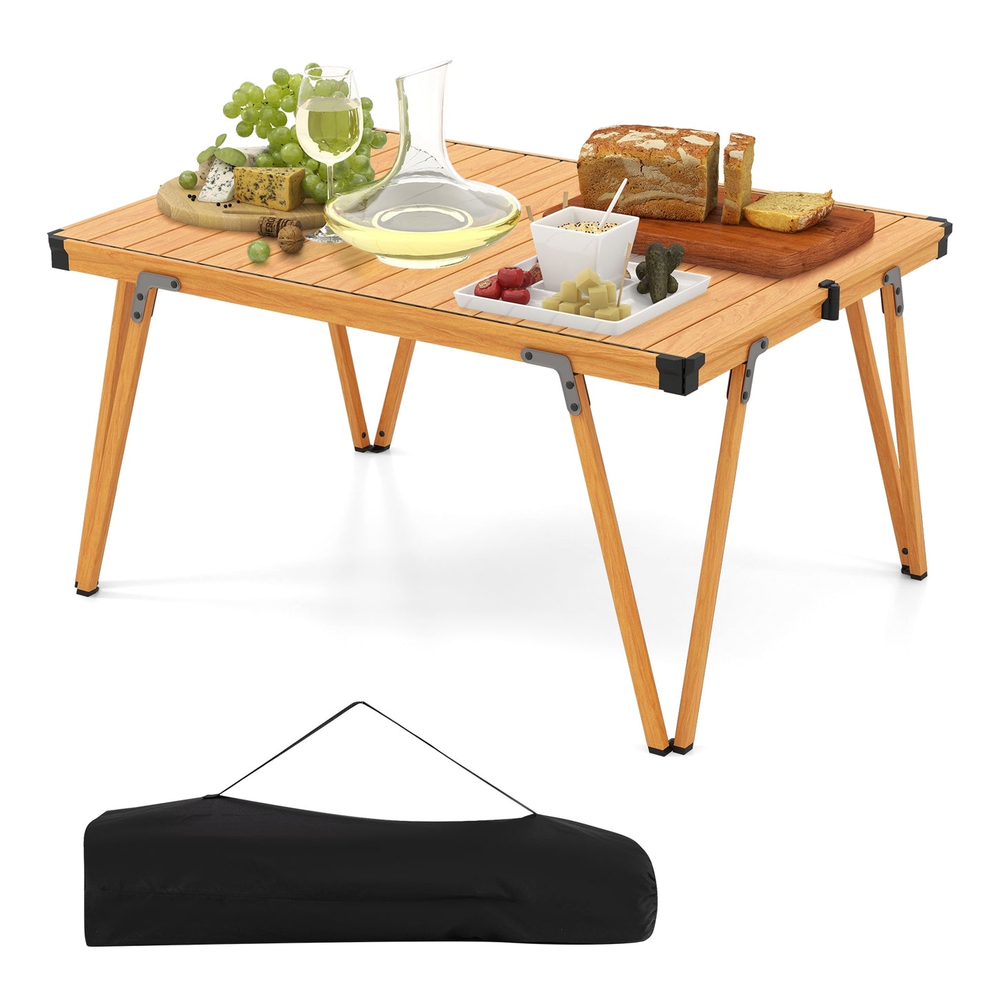 Folding Camping Table Picnic Table with Storage Bag and Waterproof Desktop, Brown Picnic Tables   at Gallery Canada