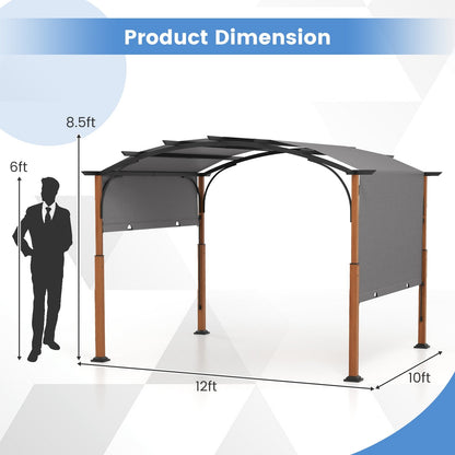 10 x 12 FT Outdoor Retractable Pergola with Retractable Canopy for Patio, Gray Gazebos   at Gallery Canada