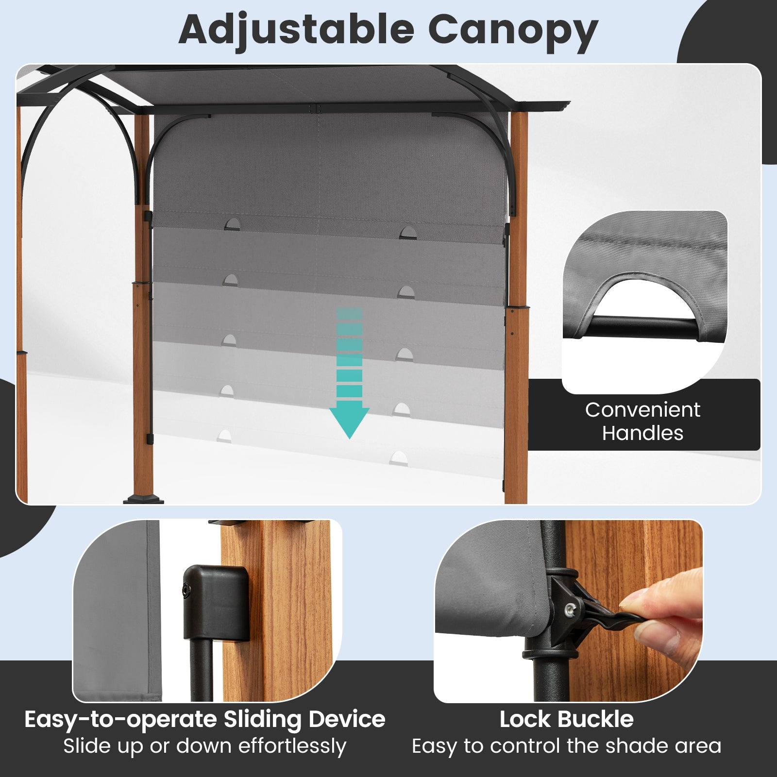 10 x 12 FT Outdoor Retractable Pergola with Retractable Canopy for Patio, Gray Gazebos   at Gallery Canada