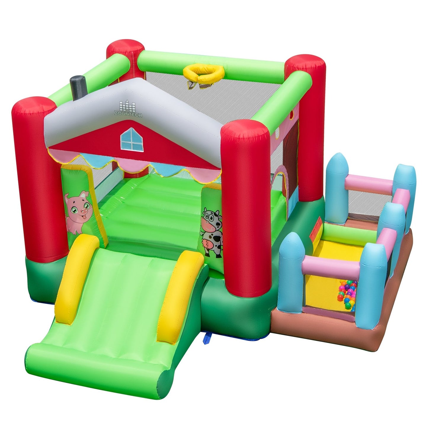 4-in-1 Inflatable Bounce House with Basketball Hoop and 480W Blower, Multicolor Bounce House Multicolor  at Gallery Canada