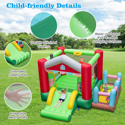 4-in-1 Inflatable Bounce House with Basketball Hoop and 480W Blower, Multicolor Bounce House   at Gallery Canada