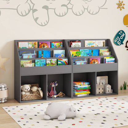 Kids Wooden Bookshelf Bookcase Children Toy Storage Cabinet Organizer, Gray Kids Storage   at Gallery Canada