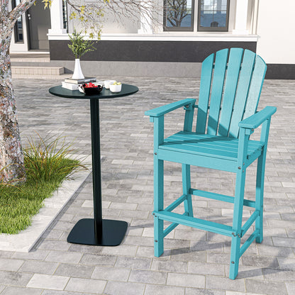 30 Inches Counter Height Outdoor HDPE Bar Stool with Armrests and Footrest, Turquoise Patio Bar Furniture   at Gallery Canada