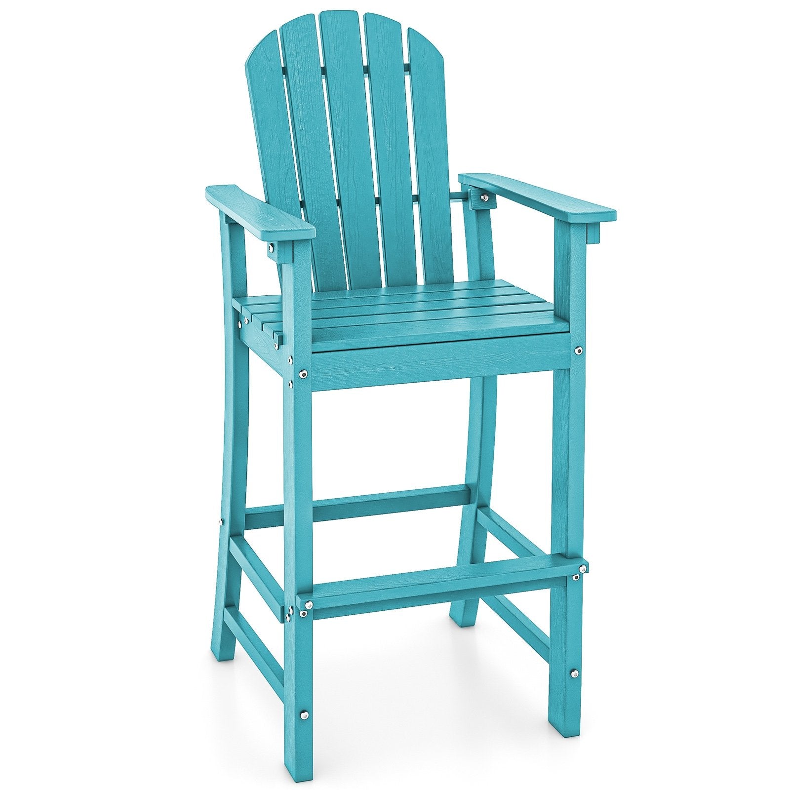 30 Inches Counter Height Outdoor HDPE Bar Stool with Armrests and Footrest, Turquoise Patio Bar Furniture Turquoise at Gallery Canada