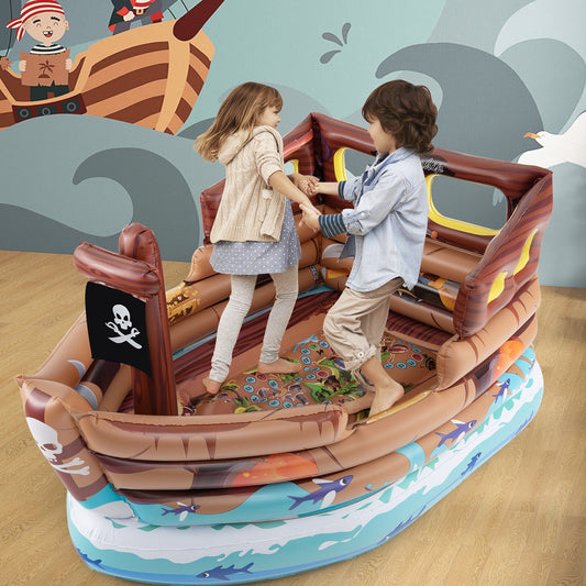 Inflatable Pirate Ship Playhouse with Built-in Motor and Inflatable Toy Sword, Brown Play Tents & Playhouse Brown  at Gallery Canada