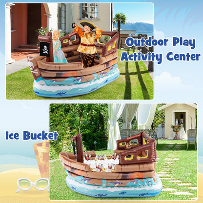 Inflatable Pirate Ship Playhouse with Built-in Motor and Inflatable Toy Sword, Brown Play Tents & Playhouse   at Gallery Canada