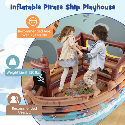 Inflatable Pirate Ship Playhouse with Built-in Motor and Inflatable Toy Sword, Brown Play Tents & Playhouse   at Gallery Canada