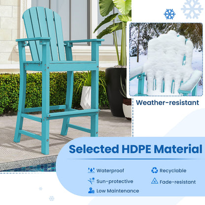 30 Inches Counter Height Outdoor HDPE Bar Stool with Armrests and Footrest, Turquoise Patio Bar Furniture   at Gallery Canada