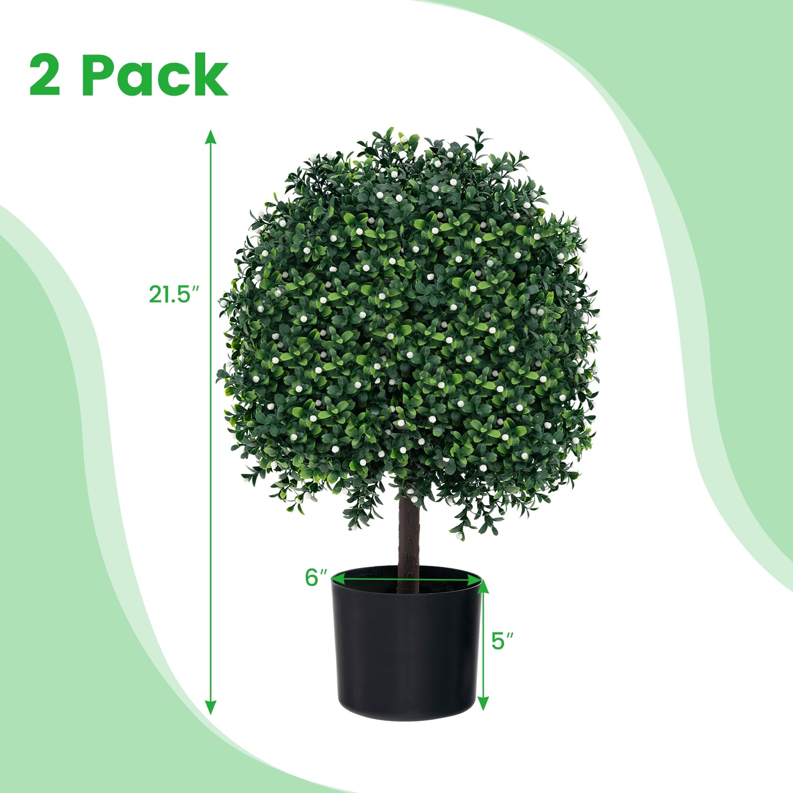 Artificial Boxwood Topiary Ball Tree Faux Bushes Ball Plants with UV Rated Leaves, Green Faux Plants   at Gallery Canada