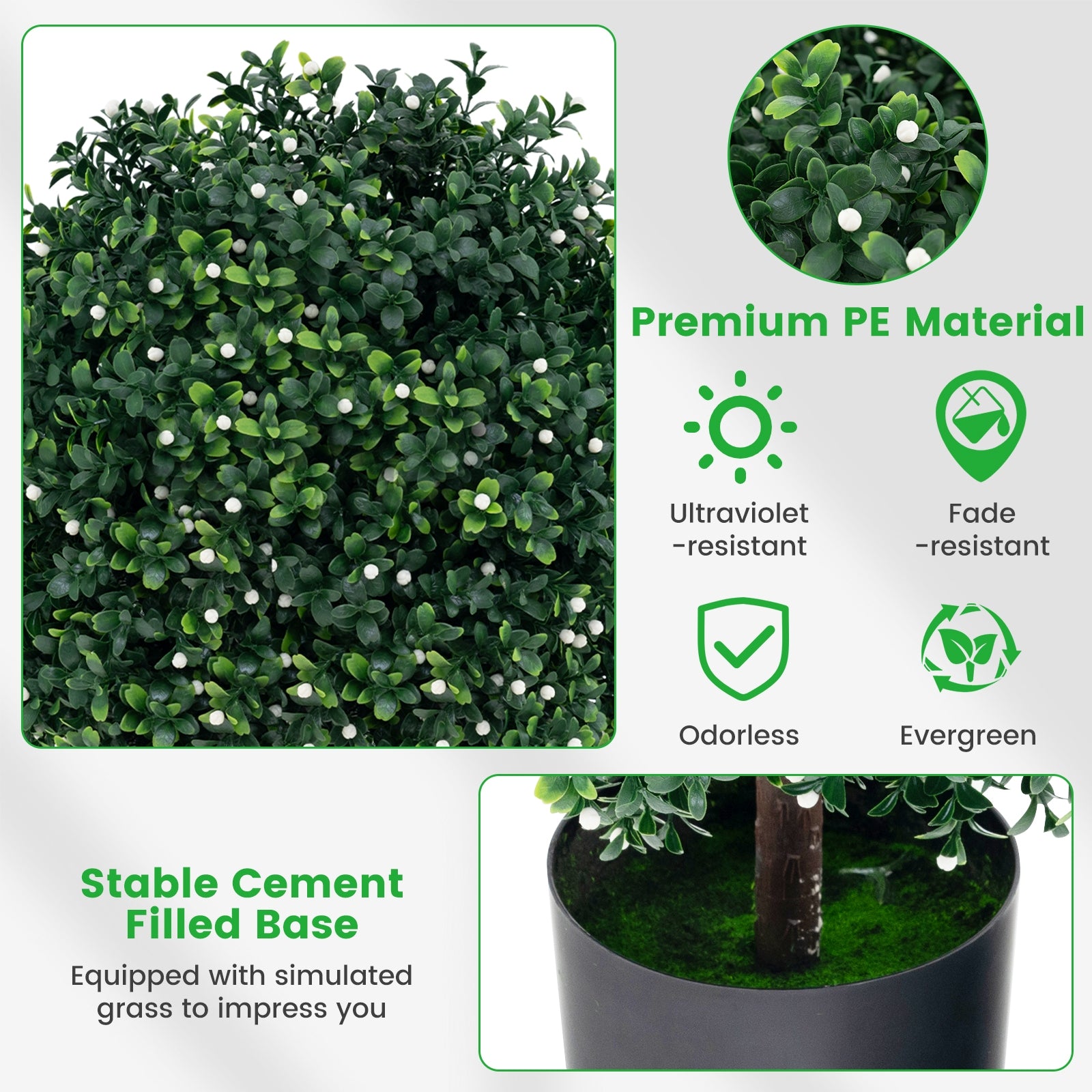 Artificial Boxwood Topiary Ball Tree Faux Bushes Ball Plants with UV Rated Leaves, Green Faux Plants   at Gallery Canada