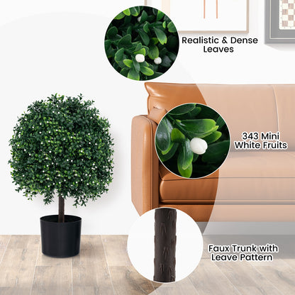 Artificial Boxwood Topiary Ball Tree Faux Bushes Ball Plants with UV Rated Leaves, Green Faux Plants   at Gallery Canada