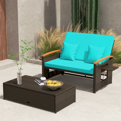 Outdoor Wicker Daybed with Folding Panels and Storage Ottoman, Green Outdoor Seating & Patio Chairs   at Gallery Canada