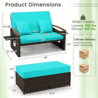 Outdoor Wicker Daybed with Folding Panels and Storage Ottoman, Green Outdoor Seating & Patio Chairs   at Gallery Canada