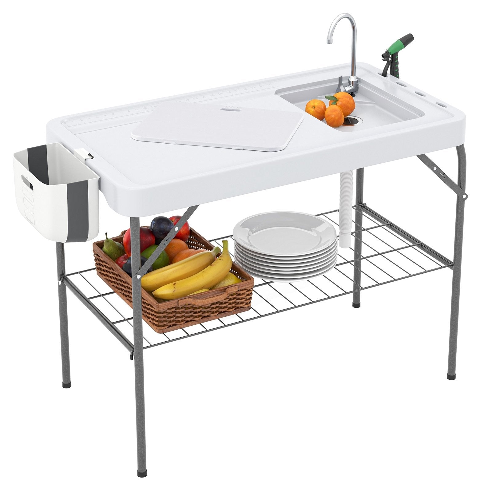 2 in 1 Folding Fish Cleaning Table with Sink and Faucet for Patio BBQ Camping Furniture   at Gallery Canada