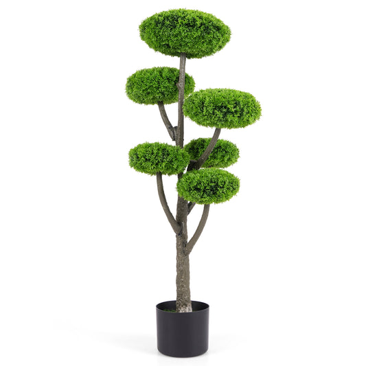 6 Ball Artificial Cypress Topiary Ball Tree with Weighted Pot for Porch, Green Faux Plants Green  at Gallery Canada