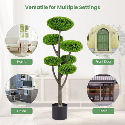 6 Ball Artificial Cypress Topiary Ball Tree with Weighted Pot for Porch, Green Faux Plants   at Gallery Canada