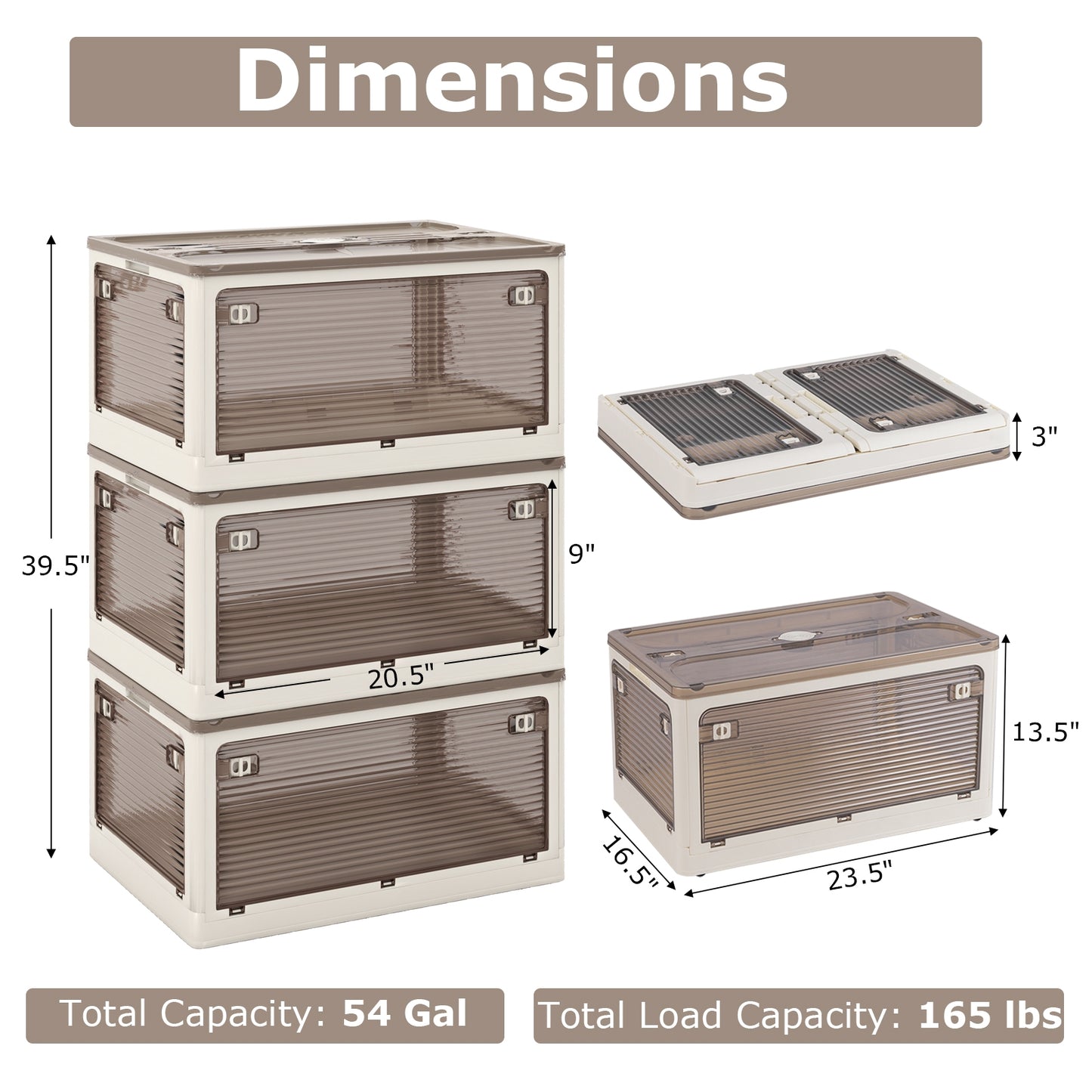 3-Pack Stackable Storage Bins with Lids with 5 Opening Ways-18 Gal, White Cabinets & Chests   at Gallery Canada