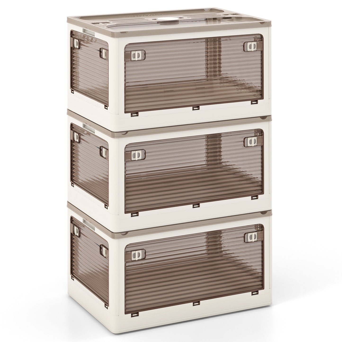 3-Pack Stackable Storage Bins with Lids with 5 Opening Ways-11.5 Gal, White Cabinets & Chests   at Gallery Canada