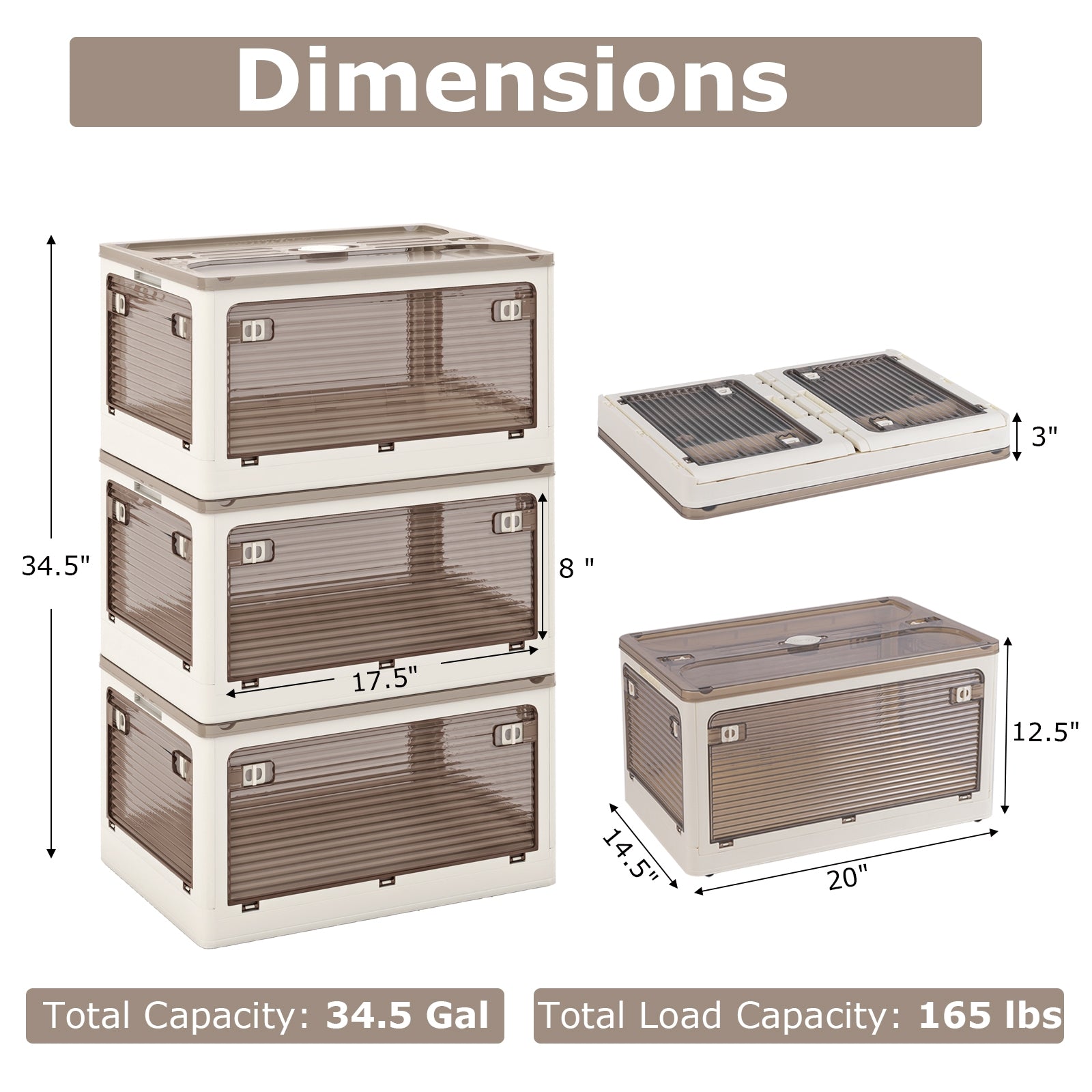 3-Pack Stackable Storage Bins with Lids with 5 Opening Ways-11.5 Gal, White Cabinets & Chests   at Gallery Canada