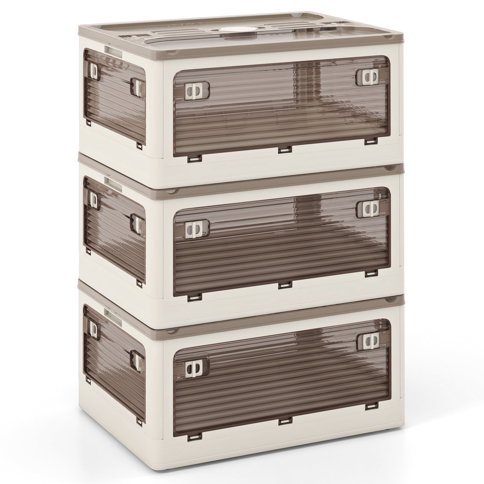 3-Pack Stackable Storage Bins with Lids with 5 Opening Ways-8 Gal, White Cabinets & Chests   at Gallery Canada