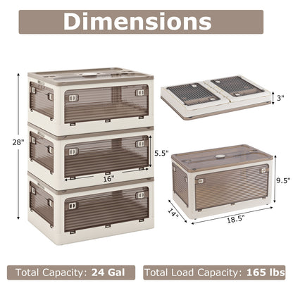 3-Pack Stackable Storage Bins with Lids with 5 Opening Ways-8 Gal, White Cabinets & Chests   at Gallery Canada