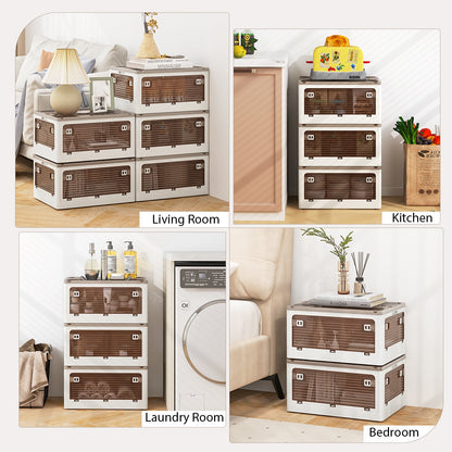 3-Pack Stackable Storage Bins with Lids with 5 Opening Ways-8 Gal, White Cabinets & Chests   at Gallery Canada