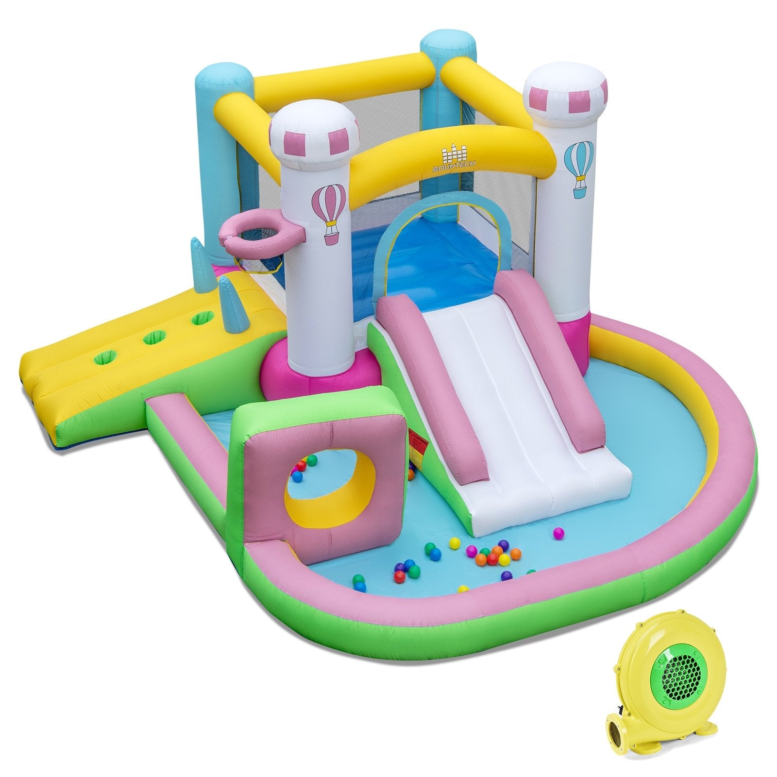 Inflatable Bounce House Bouncy Castle with Slide and Obstacle with 480W Blower, Multicolor Bounce House Multicolor at Gallery Canada