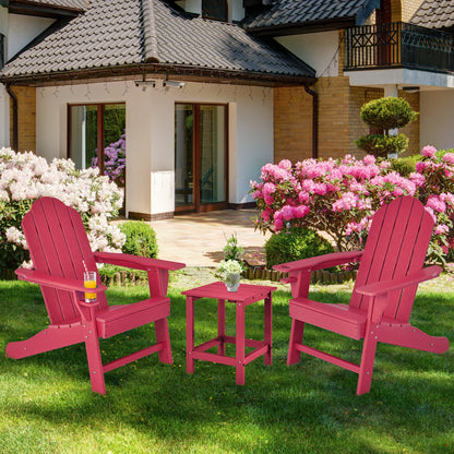 Outdoor Adirondack Chair with Built-in Cup Holder for Backyard Porch, Red Adirondack Chairs   at Gallery Canada