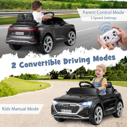 12V Kids Ride on Car Licensed Audi SQ8 with Remote Control and 3 Speeds, Black Powered Ride On Toys   at Gallery Canada