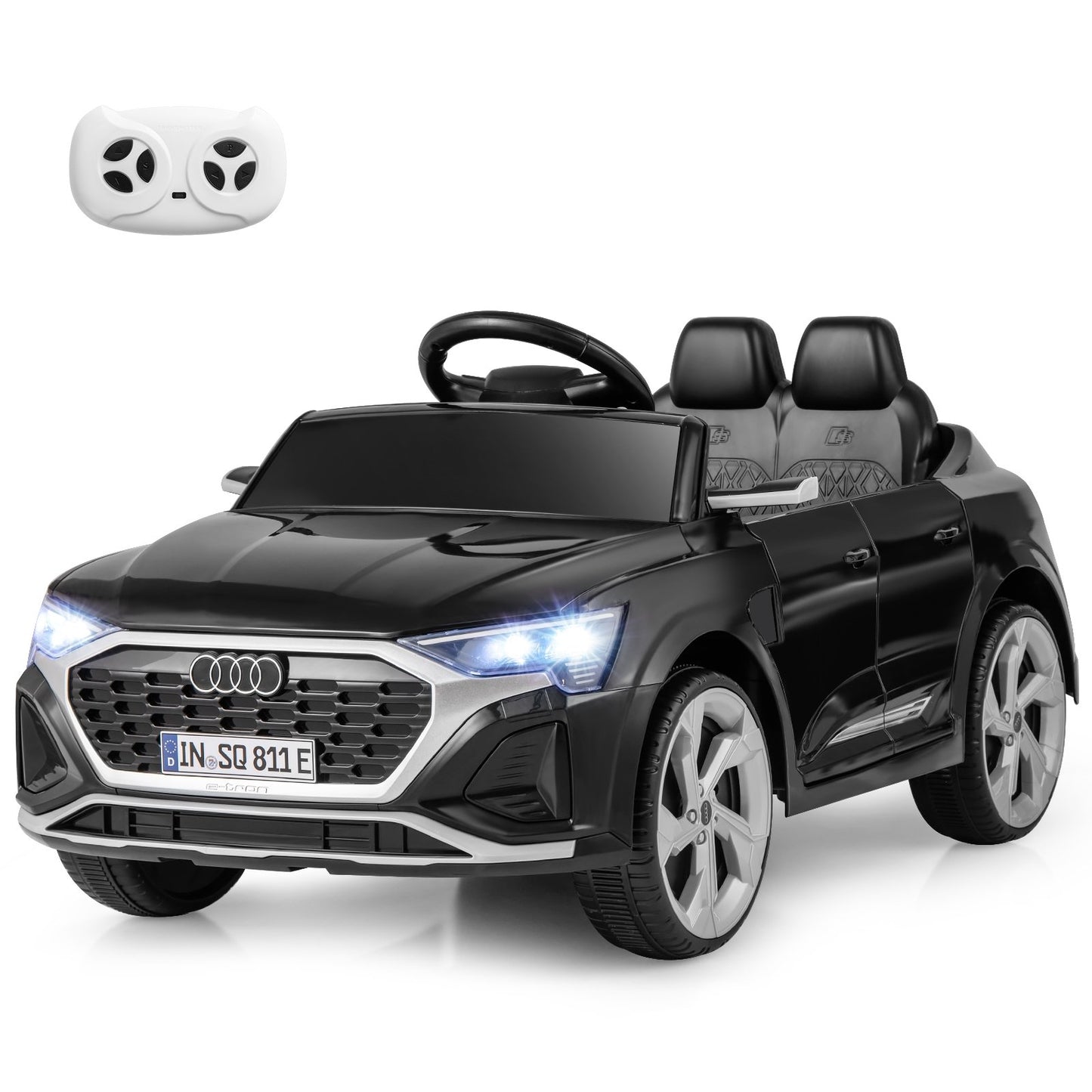 12V Kids Ride on Car Licensed Audi SQ8 with Remote Control and 3 Speeds, Black Powered Ride On Toys   at Gallery Canada