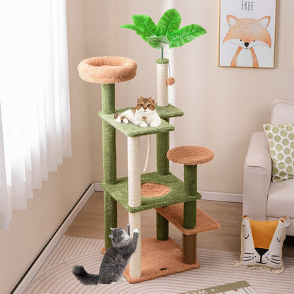 Multilevel Cat Tree with Scratching Posts and Rope Plush Perch Toy Bed, Green Cat Trees Condos & Scratchers   at Gallery Canada