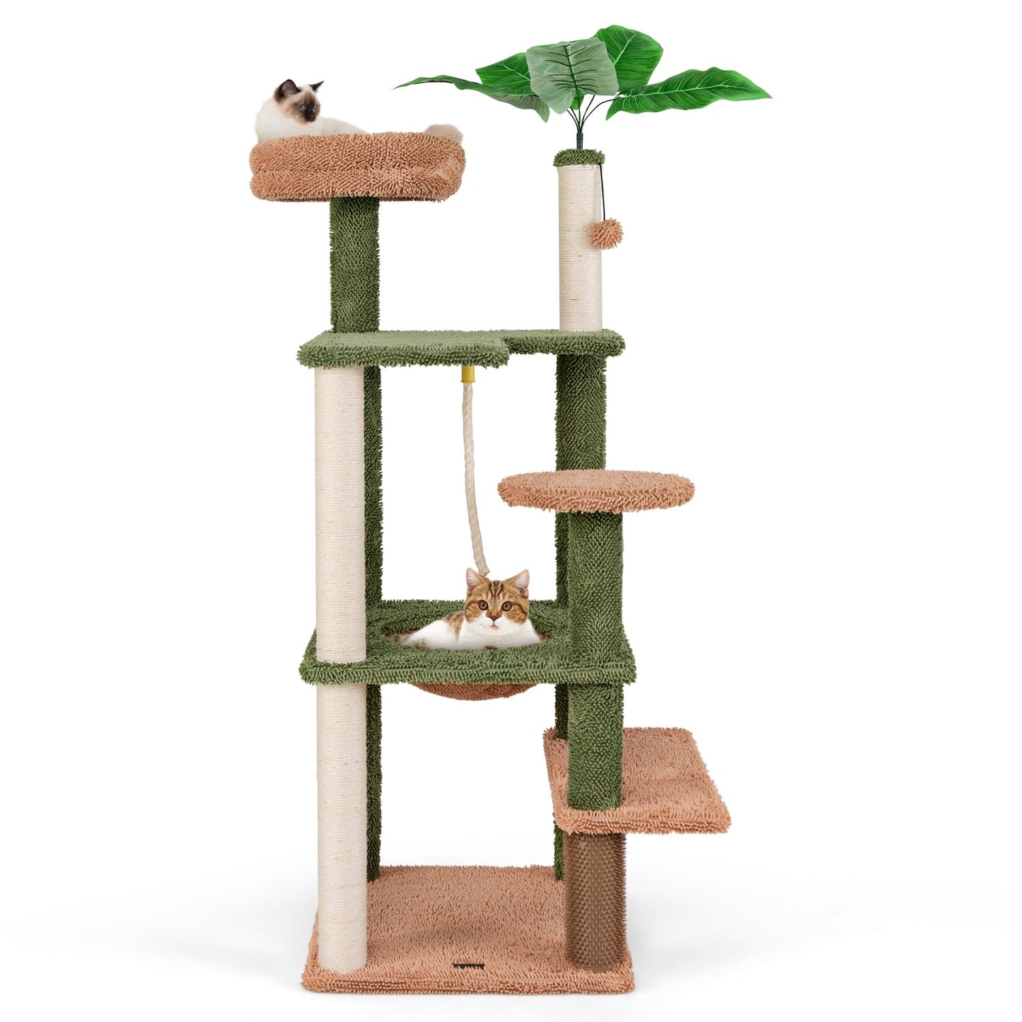 Multilevel Cat Tree with Scratching Posts and Rope Plush Perch Toy Bed, Green Cat Trees Condos & Scratchers   at Gallery Canada