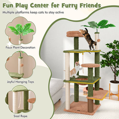 Multilevel Cat Tree with Scratching Posts and Rope Plush Perch Toy Bed, Green Cat Trees Condos & Scratchers   at Gallery Canada