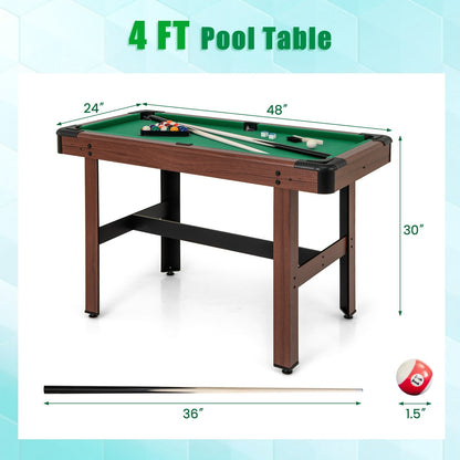 48 Inch  Pool Wooden Game Table with Full Set of Ballsfor Kids and Adults, Green Game Room   at Gallery Canada