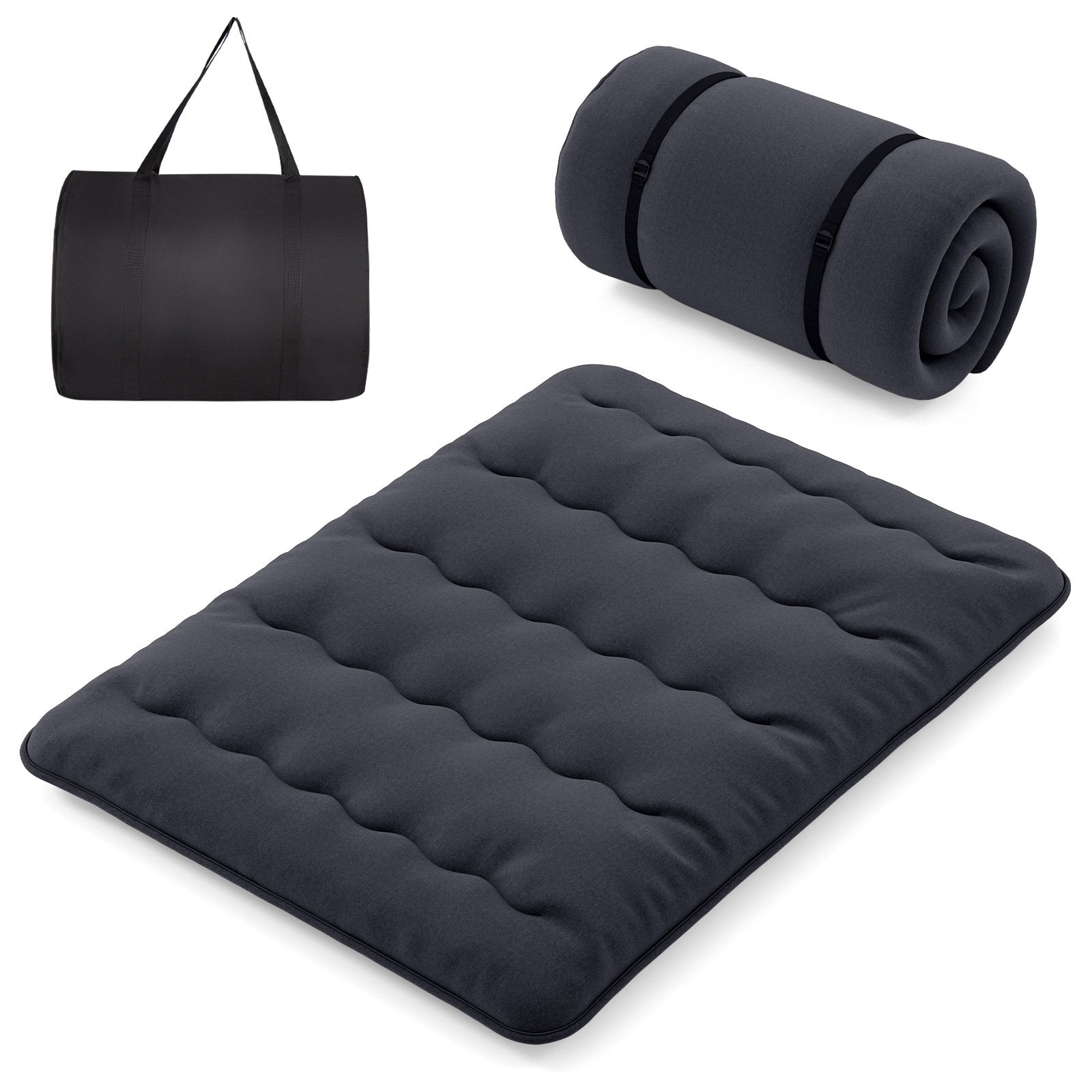 Futon Mattress with Washable Cover and Foldable Mat-Queen Size, Black Mattresses   at Gallery Canada