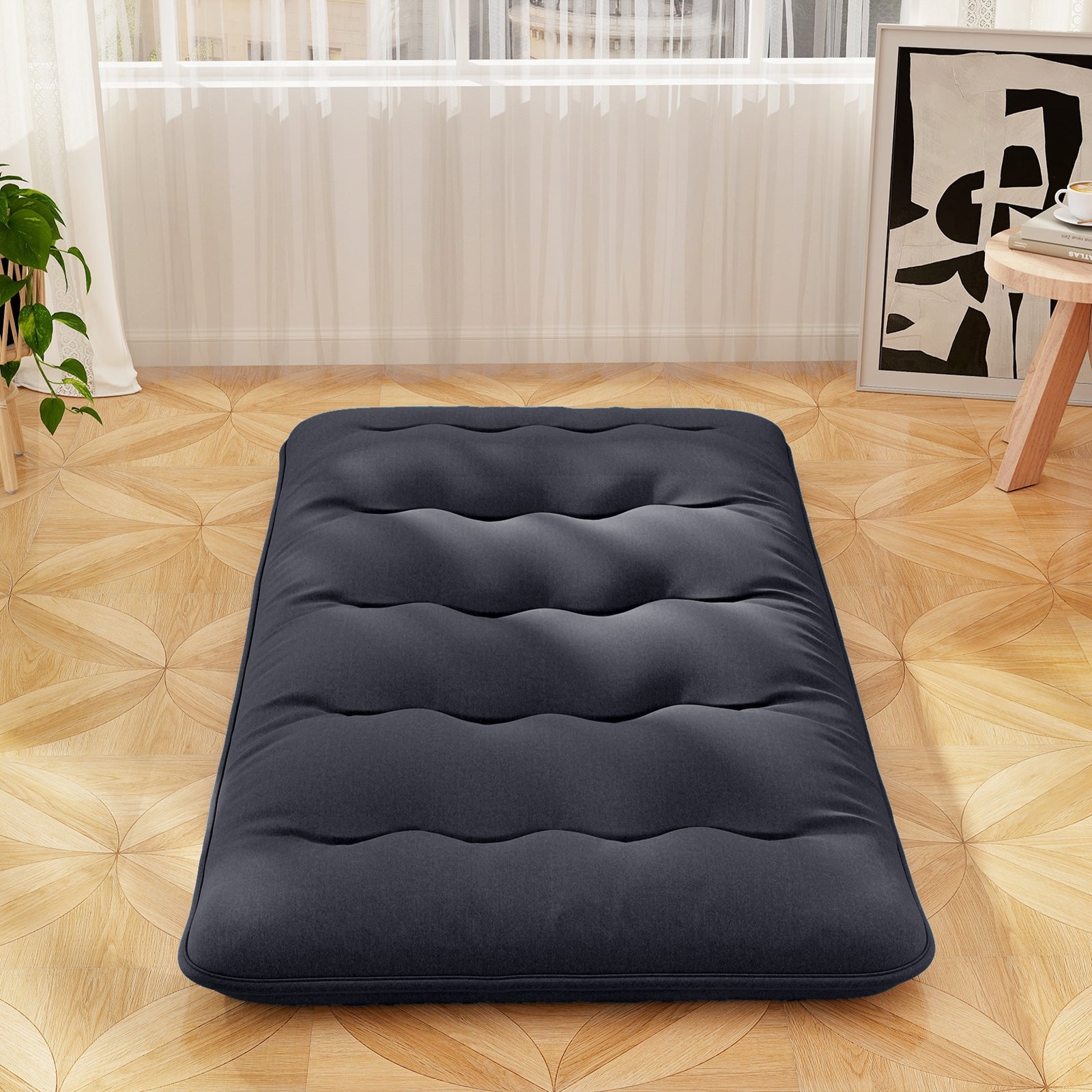 Futon Mattress with Washable Cover and Foldable Mat-Twin Size, Black Mattresses   at Gallery Canada