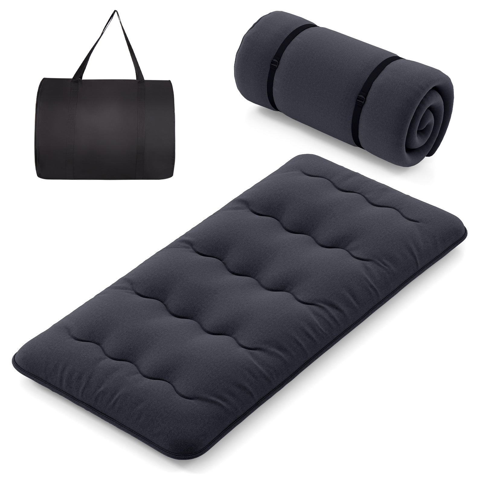 Futon Mattress with Washable Cover and Foldable Mat-Twin Size, Black Mattresses Twin Size - Black at Gallery Canada
