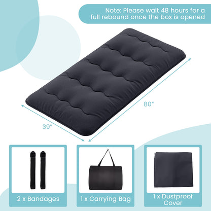 Futon Mattress with Washable Cover and Foldable Mat-Twin Size, Black Mattresses   at Gallery Canada