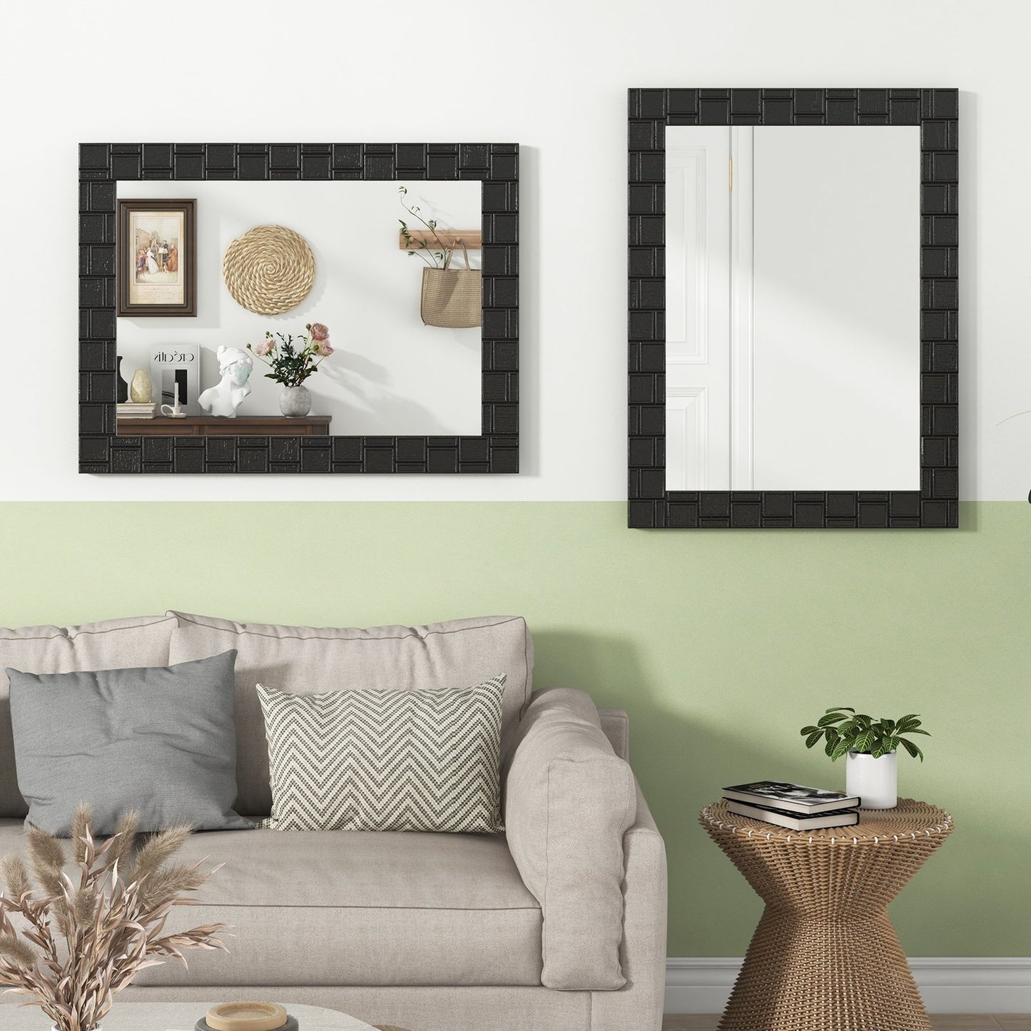 Wood Framed Wall Mirror Rectangle Vanity Mirror for Living Room Entryway, Black Wall Mirrors   at Gallery Canada