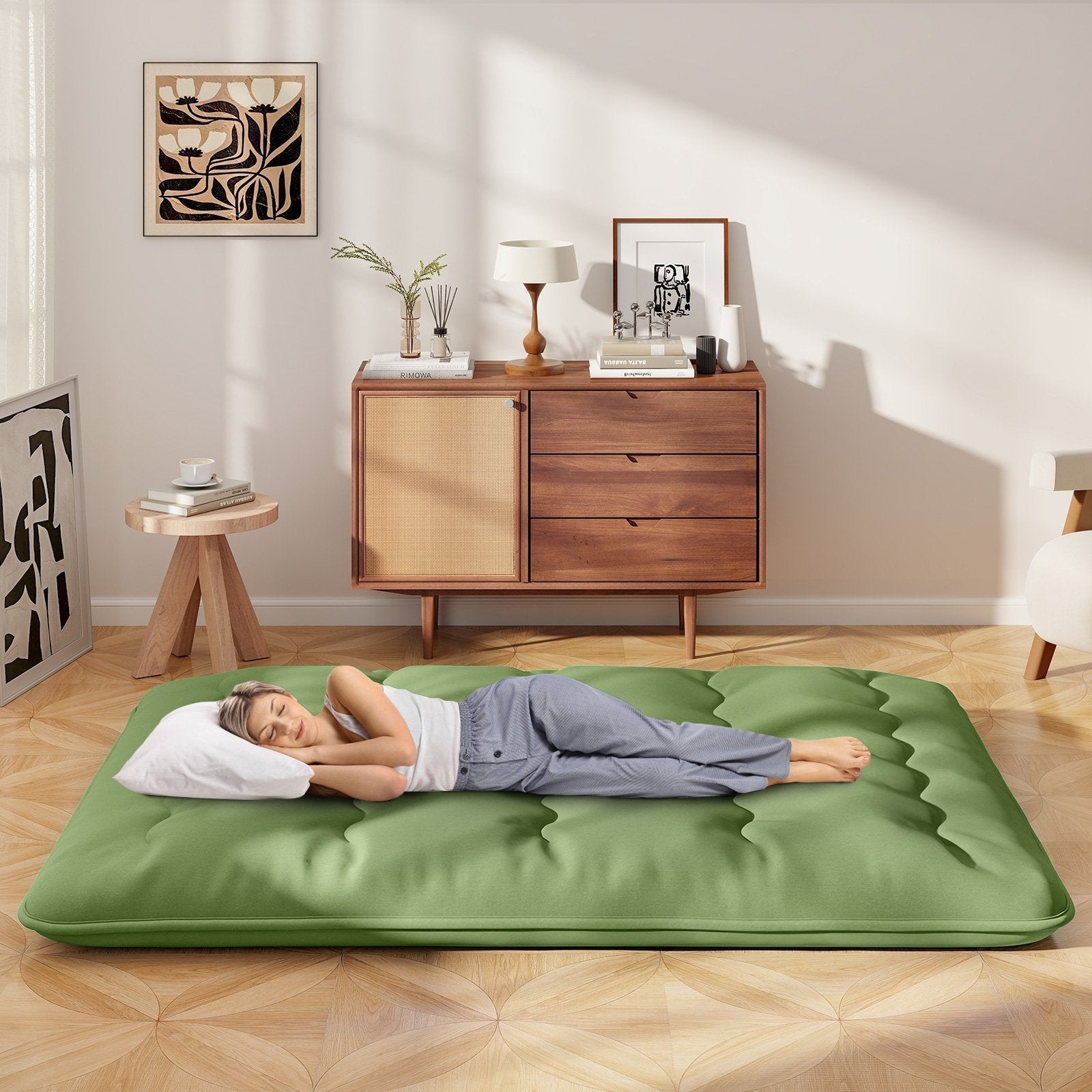 Floor Mattress with Washable Cover and Carry Bag-Queen Size, Green Mattresses   at Gallery Canada