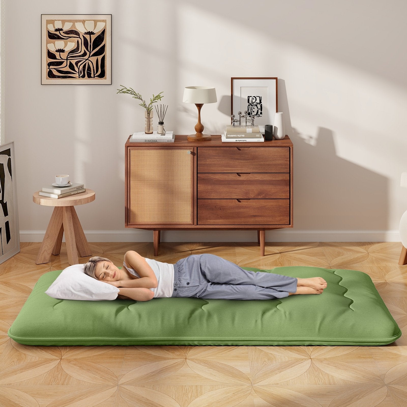 Floor Mattress with Washable Cover and Carry Bag-Twin Size, Green Mattresses   at Gallery Canada