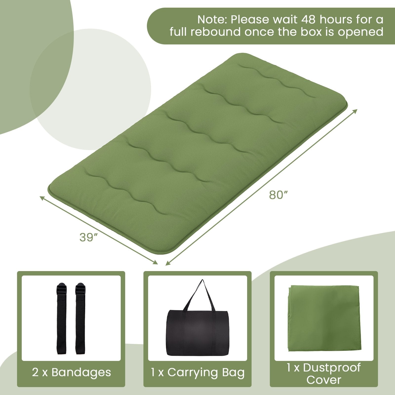 Floor Mattress with Washable Cover and Carry Bag-Twin Size, Green Mattresses   at Gallery Canada