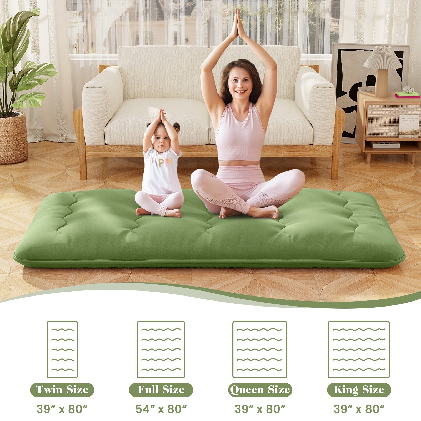 Floor Mattress with Washable Cover and Carry Bag-Twin Size, Green Mattresses   at Gallery Canada