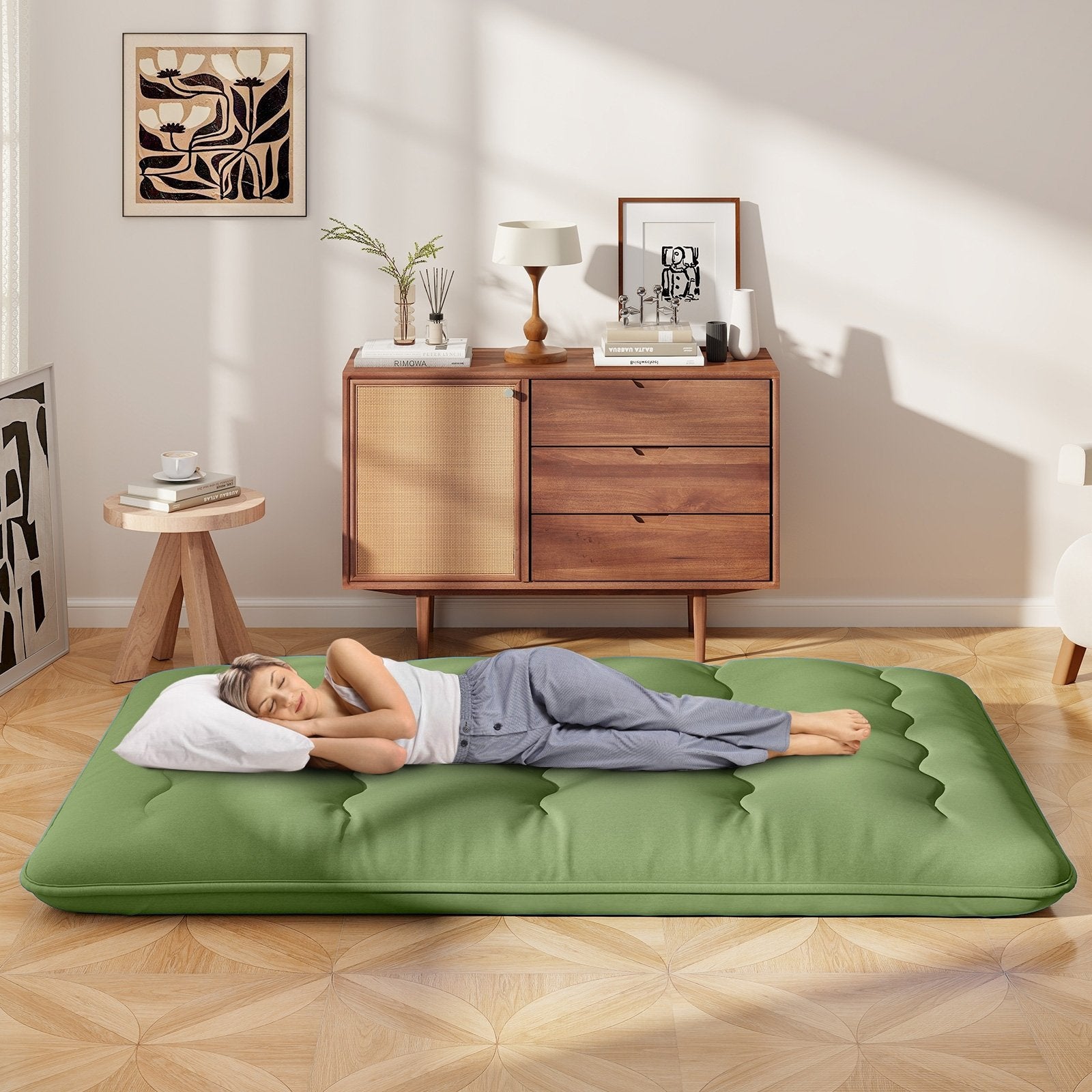 Floor Mattress with Washable Cover and Carry Bag-Full Size, Green Mattresses   at Gallery Canada