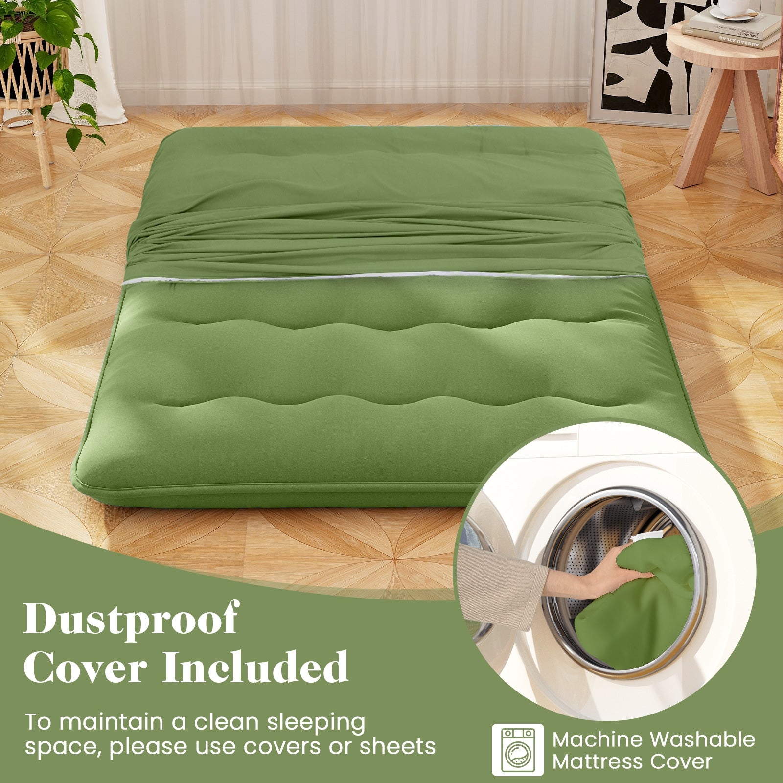 Floor Mattress with Washable Cover and Carry Bag-Full Size, Green Mattresses   at Gallery Canada