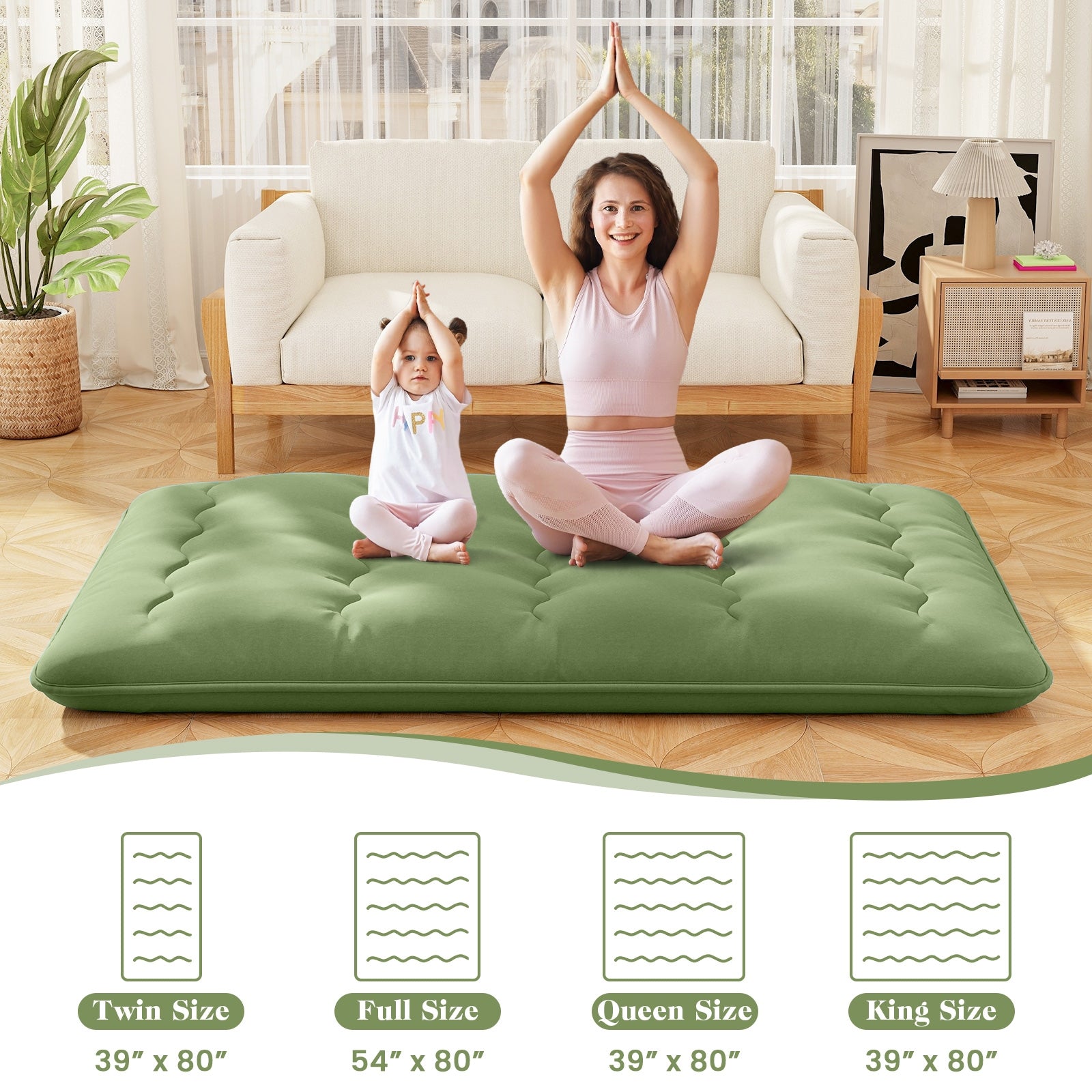 Floor Mattress with Washable Cover and Carry Bag-Full Size, Green Mattresses   at Gallery Canada