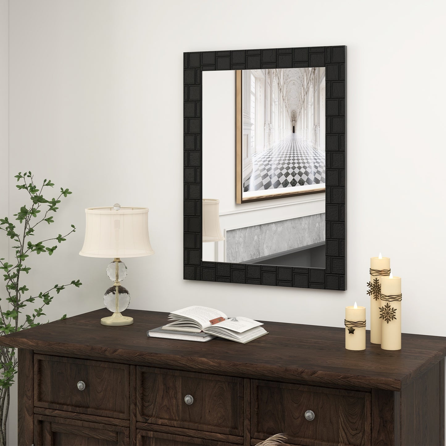 Wood Framed Wall Mirror Rectangle Vanity Mirror for Living Room Entryway, Black Wall Mirrors   at Gallery Canada