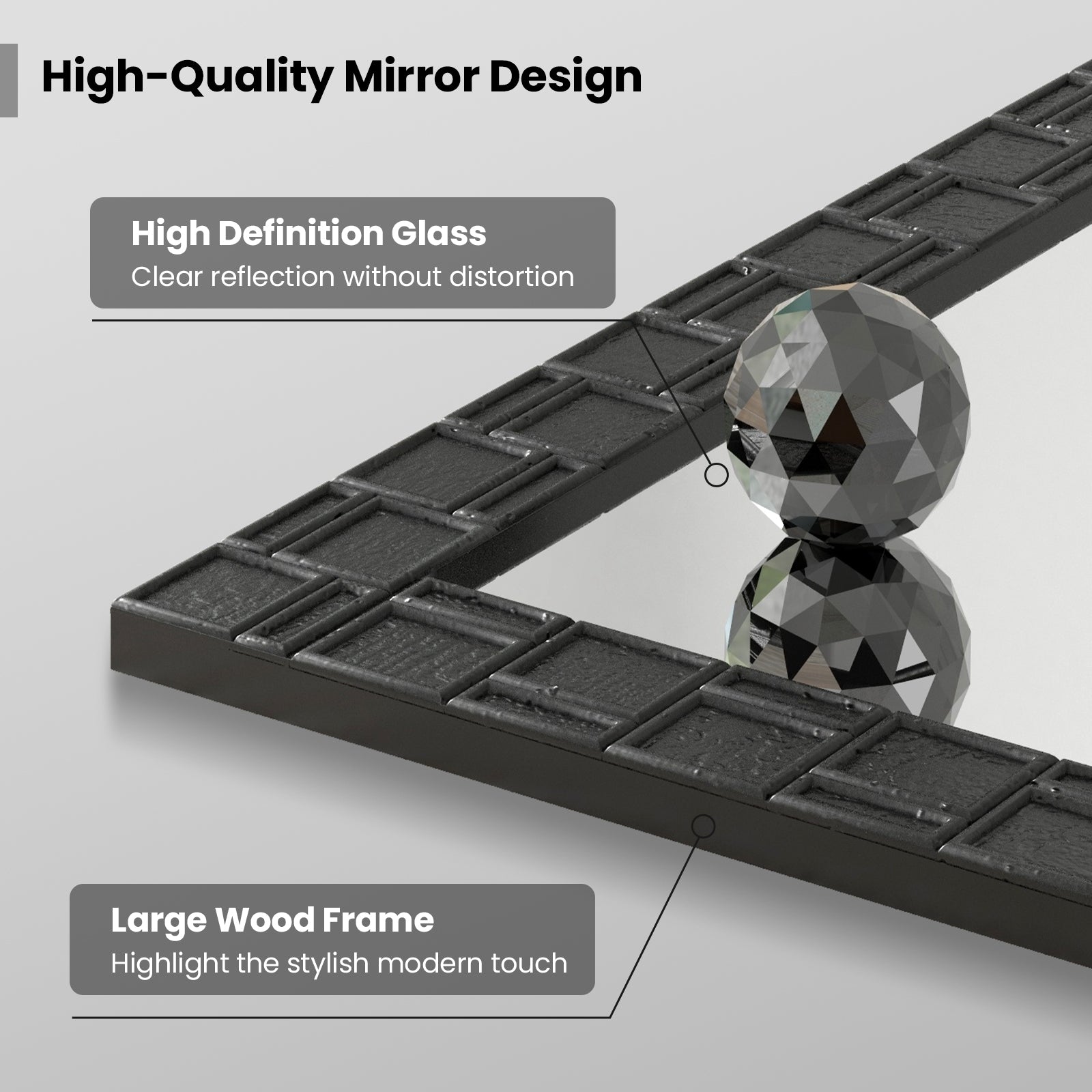 Wood Framed Wall Mirror Rectangle Vanity Mirror for Living Room Entryway, Black Wall Mirrors   at Gallery Canada