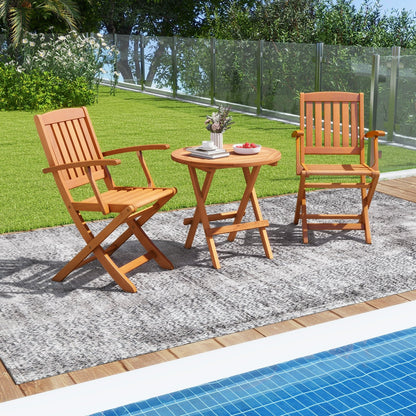 Patio Wood Folding Chair Set of 2 with Armrests and Slatted Seat, Natural Patio Dining Chairs   at Gallery Canada